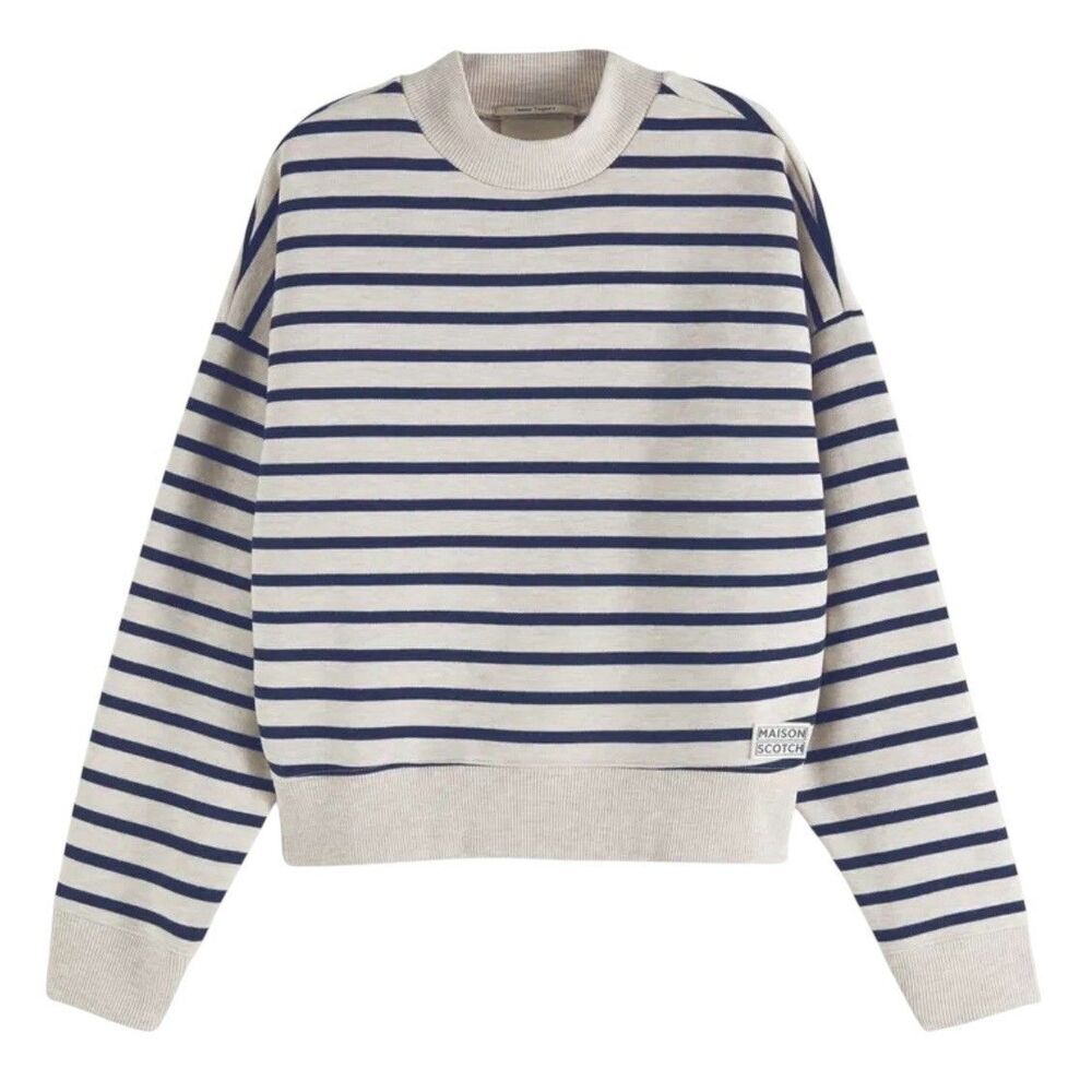 Madison Scotch Soda Oversized Breton Stripe Top Sweatshirt Size M Navy Blue Gray